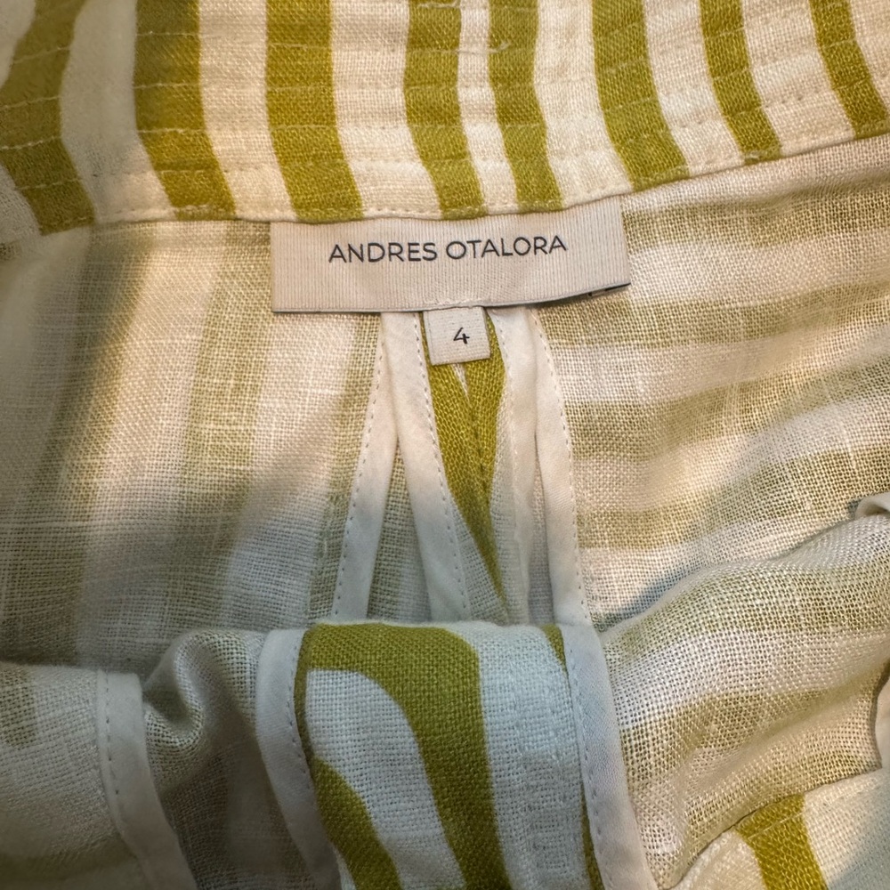Andres Otalora Green Haala Linen Mini Shorts, Size 4 - Picture 6 of 6